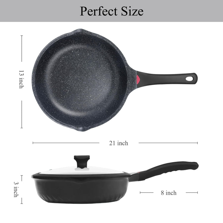 12.5Inch Black Deep Nonstick Skillet