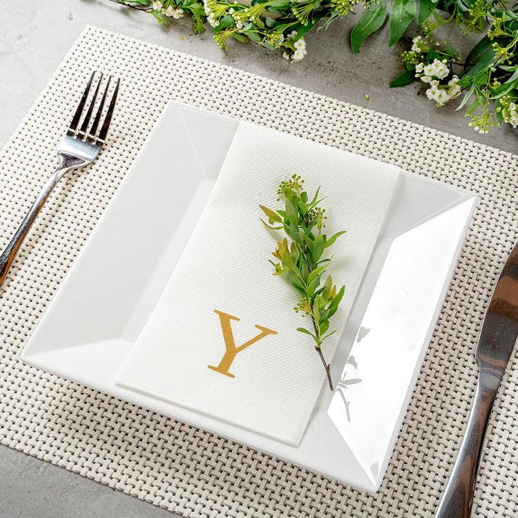 Paper Rectangle Gold Letter Y Linen (2000 Count)