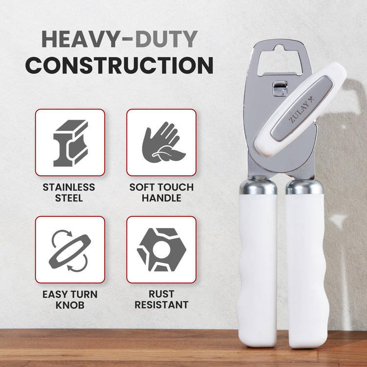 Heavy Duty Stainless Steel Can Opener Manual with Bottle Opener