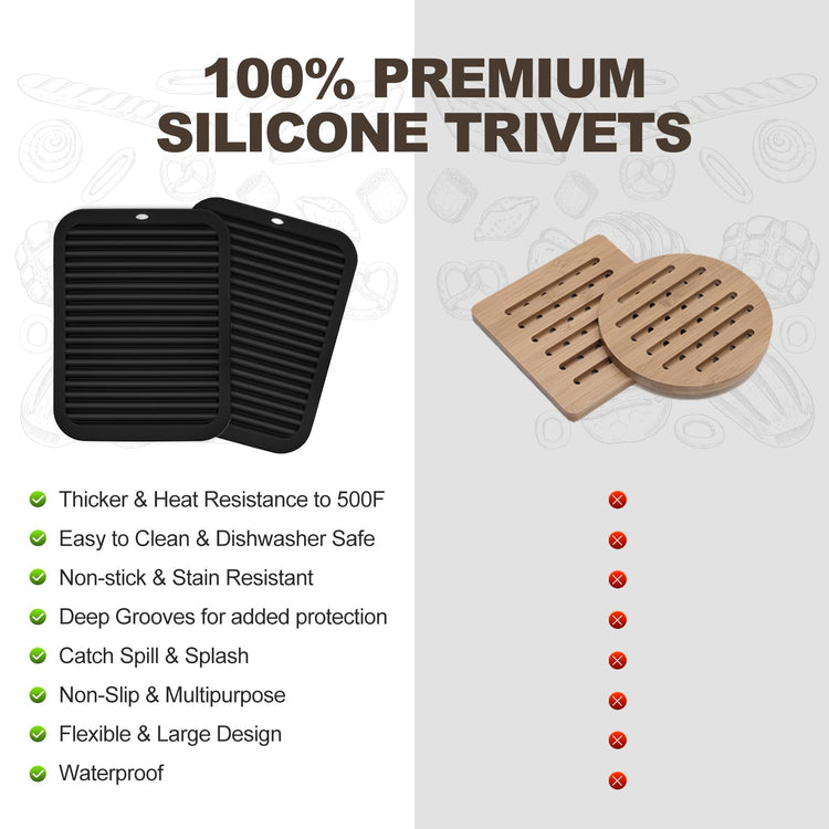 4 Pack Square Silicone Trivets (4 Count)