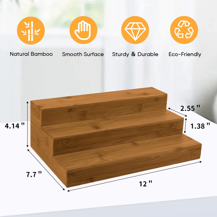Bamboo Spice Rack Organizer for Cabinet 2 Pack
