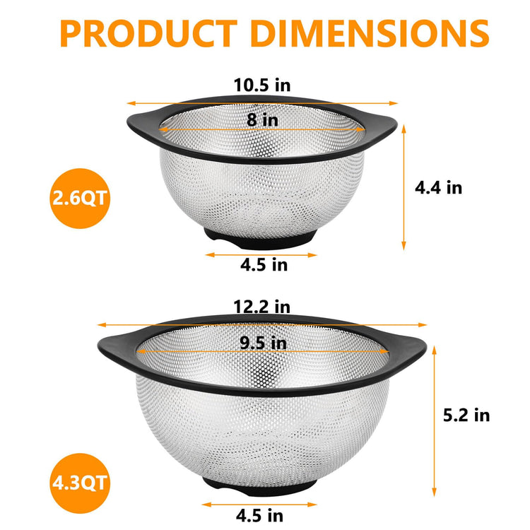 Stainless Steel Colander Set for Kitchen (2 Count)