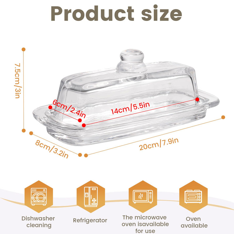 Modern Minimalist Clear Butter Dish with Lid for Countertop