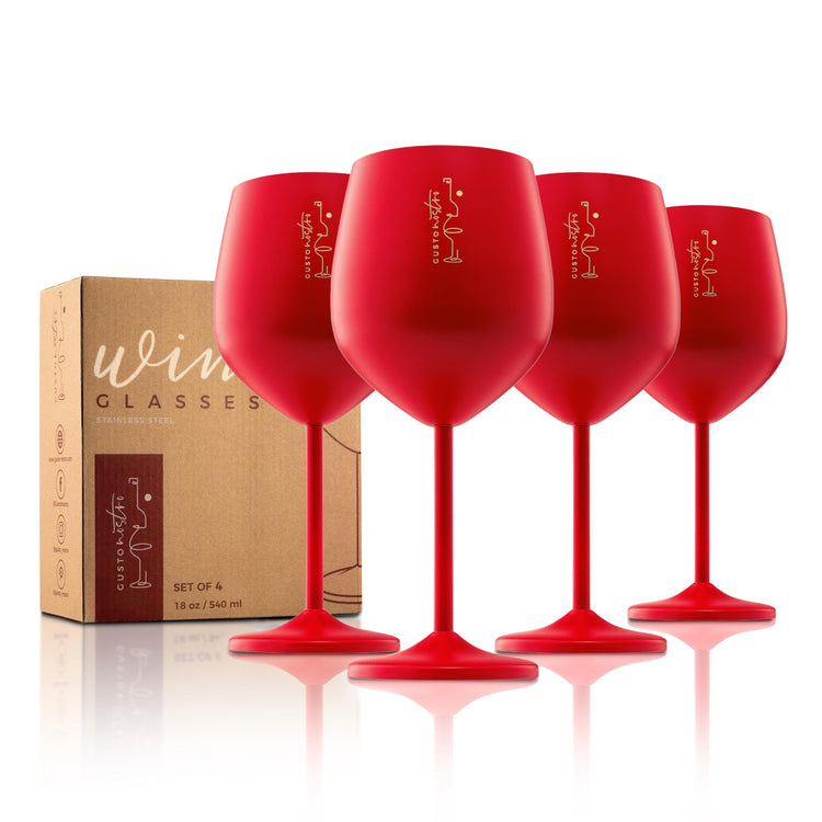 Valentine’s Day Gift Stainless Steel Wine Glass (4 Count)