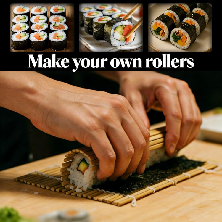 9.5"x9.5"Bamboo Sushi Rolling Mat (2 Count)