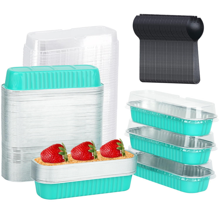 Mini Cake Loaf Pans with Lids 100 Pack (6.8 Fl Oz)
