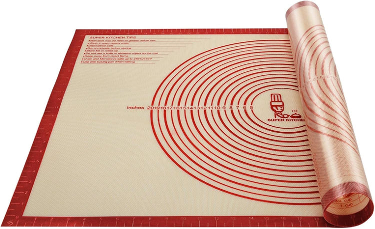Non-slip Silicone Pastry Mat Extra Large with Measurements 36''By 24'' for Baking Mat, Counter/Dough Rolling/Oven Liner/Fondant/Pie Crust(Red)