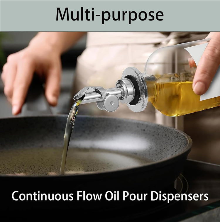 Pafusen 6 Pack Auto Flip Olive Oil Dispenser, Liquor Pour Spout, Oil Dispenser for Kitchen, Easily Turn Your Bottles into Dispensers for Liquor, Vinegar, Coffee Syrup or Oils, Weighted Pourer, Silvers