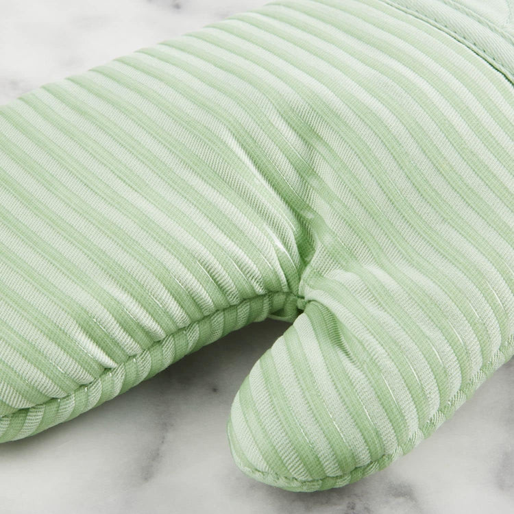 KITCHENAID Quilted Cotton Terry Cloth Oven Mitt, Pot Holder, Kitchen Towel 4-Pack Set, Heat Resistant, Silicone Grip, 16"x26", 7"x13" & 7"x10", Pistachio