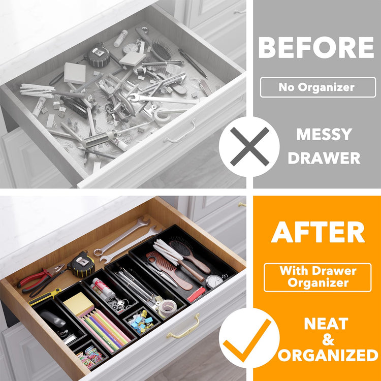 7 Piece Bamboo Drawer Organizer Storage Boxes Set