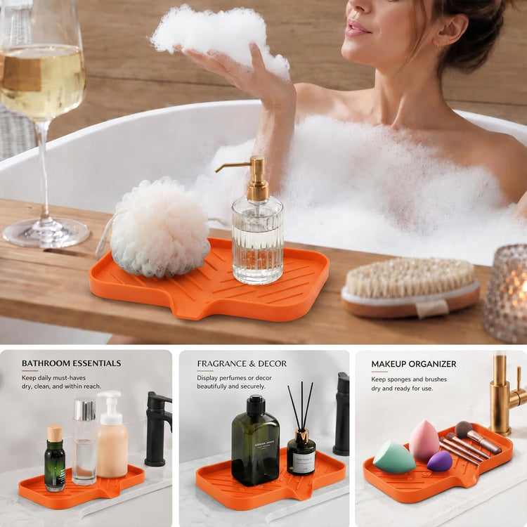Silicone Soap Dish with Drain Spout