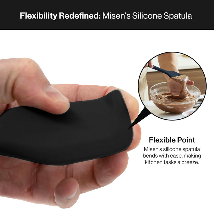 Misen Nonstick-Safe Silicone Spatula - Dishwasher Safe, Heat Resistant - Versatile Professional-Grade Kitchen Tool for Pancakes, Eggs, and Baking - Strong, Flexible, Durable Rubber Utensil - Black