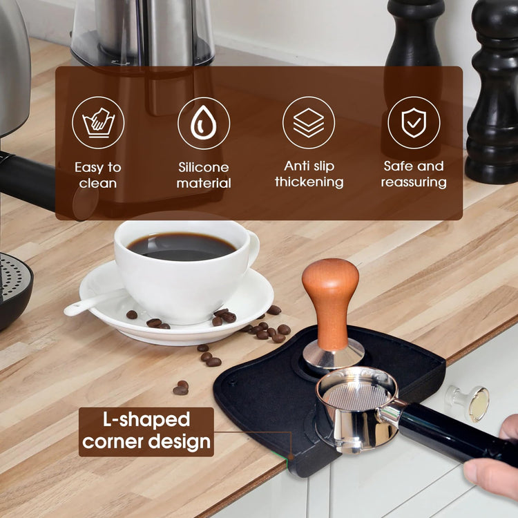 6.3 inch Large Espresso Knock Box Silicone coffee Tamper Mat Espresso Machine Accessories Set of 2 with Removable Knock Bar and Anti