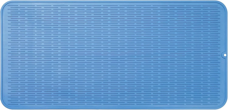 Silicone Dish Drying Mat for Multiple Usage,Easy clean,Eco-friendly,Heat-resistant Silicone Mat for Kitchen Counter or Sink,Refrigerator or Drawer Liner Lichen BlueL 5XL 36inches x 18inches