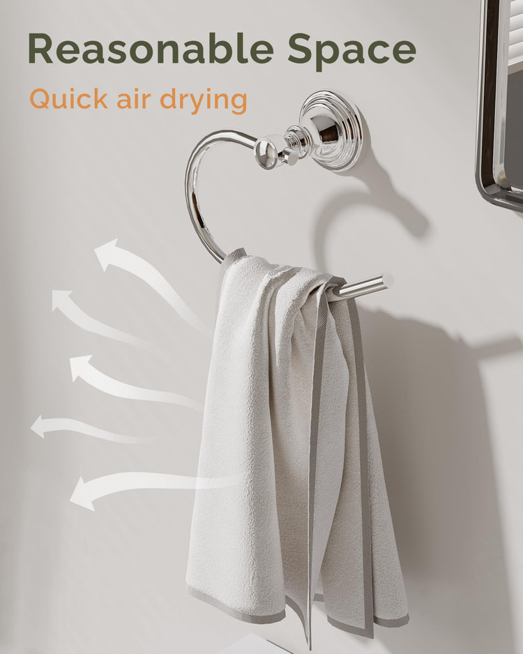 Chrome Towel Ring Wall Mounted for Bathroom