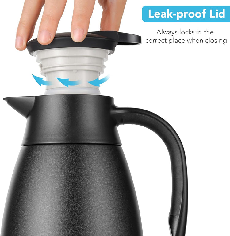 Tiken 68 Oz Thermal Coffee Carafe, Stainless Steel Insulated Vacuum Coffee Carafes For Keeping Hot, 2 Liter Beverage Dispenser (Starry Black)