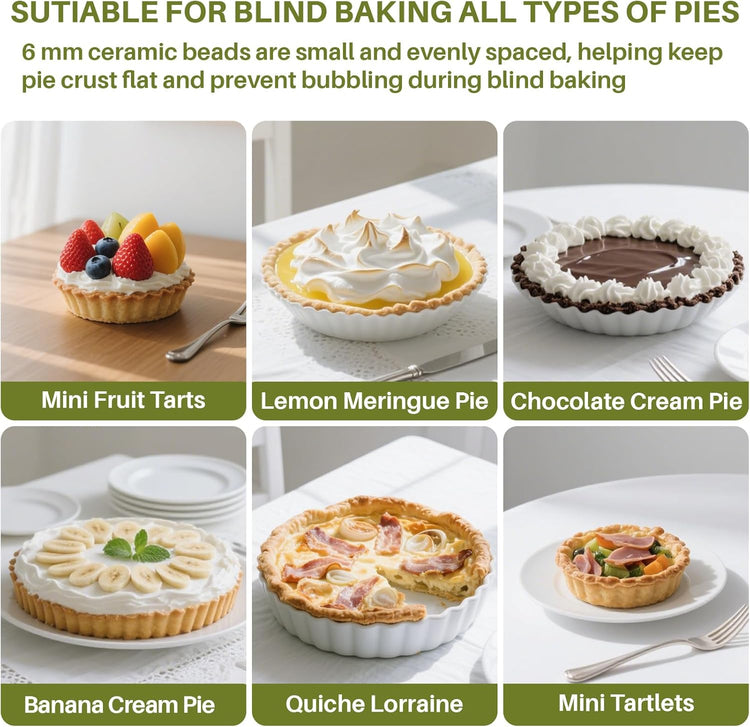 Sukh Pie Weights for Baking - 0.92LB Pie Crust Weights Ceramic Baking Beans for Blind Reusable Natural Ceramic Stoneware Homemade Kitchen Must Have Round Household Steam Oven Stone,0.24 Inch