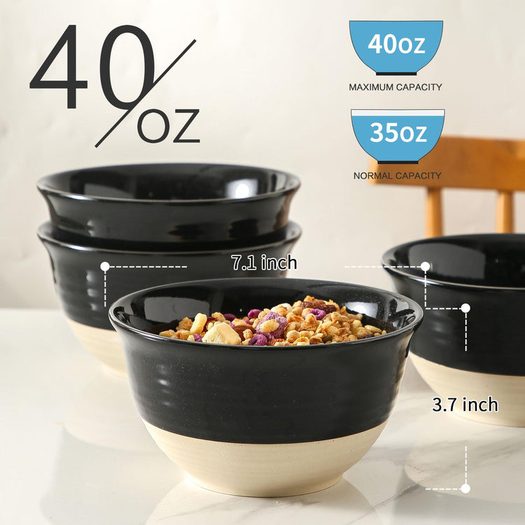Large Ceramic Soup Bowls Set of 4 (4 Count)