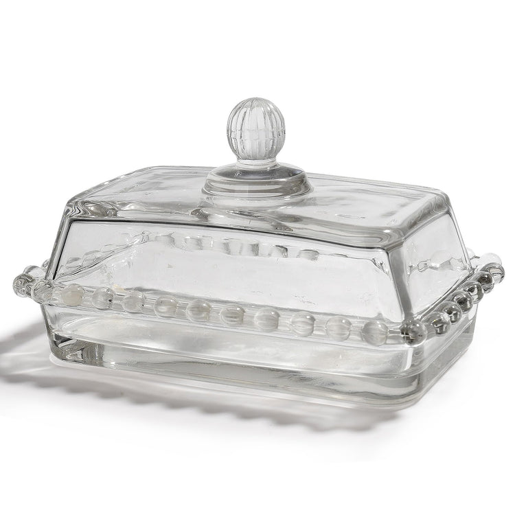 Retro Farmhouse Clear Glass Butter Dish with Lid for Countertop