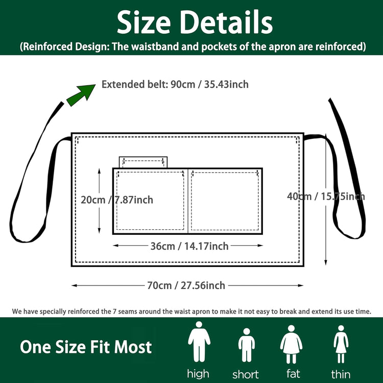 4 Pack Black Waist Apron, Short Chef Apron with 3 Pockets, Half Apron for Waiter Waitress, Catering Work Apron For Clean Bistro Garden Bar Coffee Shop Restaurant (Polyester)