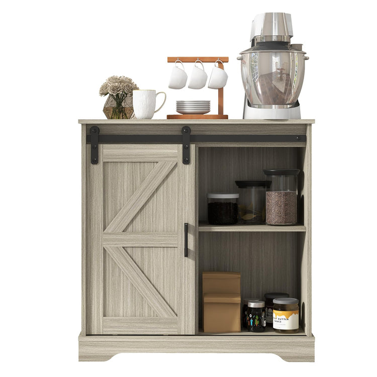 Sliding Barn Door Buffet Sideboard Storage Cabinet Coffee Bar Kitchen Farmhouse Style