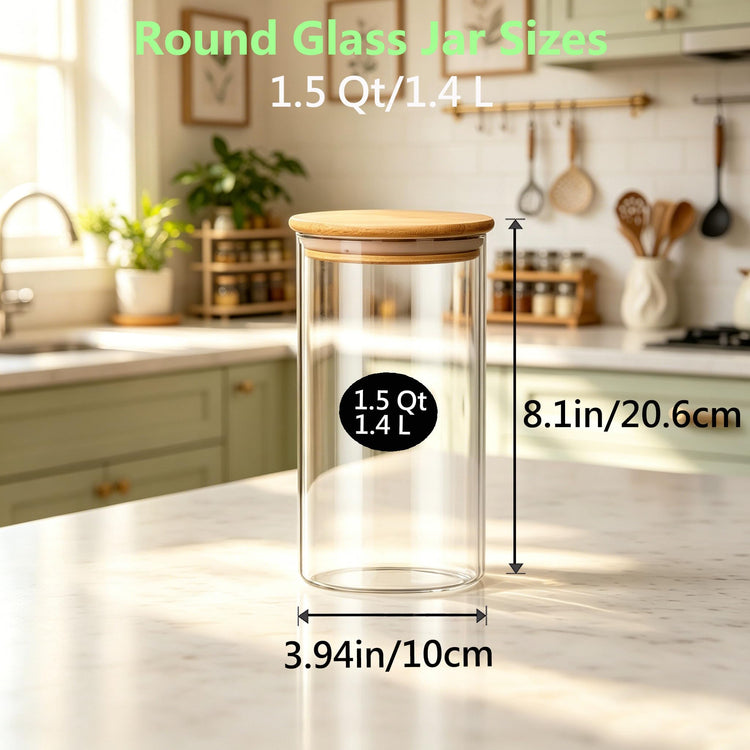 1.5Qt Round Glass Jars (3 Count)