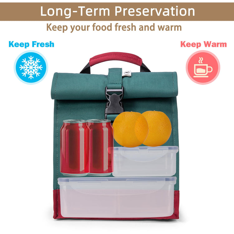Insulated Lunch Bag Rolltop Lunch Box