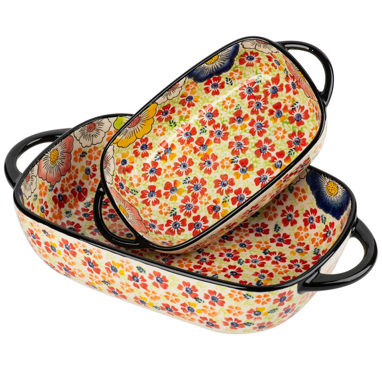 Retro pastoral style Ceramic Baking Dish Rectangular Bakeware Set Baking Pan