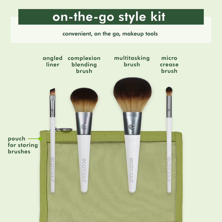 On-The-Go Makeup Brush Kit, Travel Makeup Brush Set (4 Count)