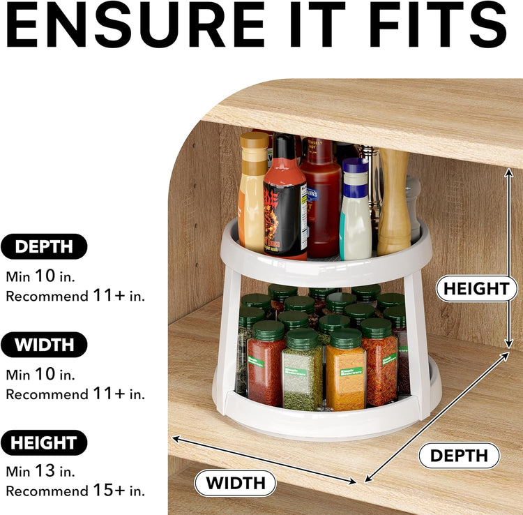 Simple Houseware 2-Tier Lazy Susan Spice Organizer, 10" Diameter, White/Gray