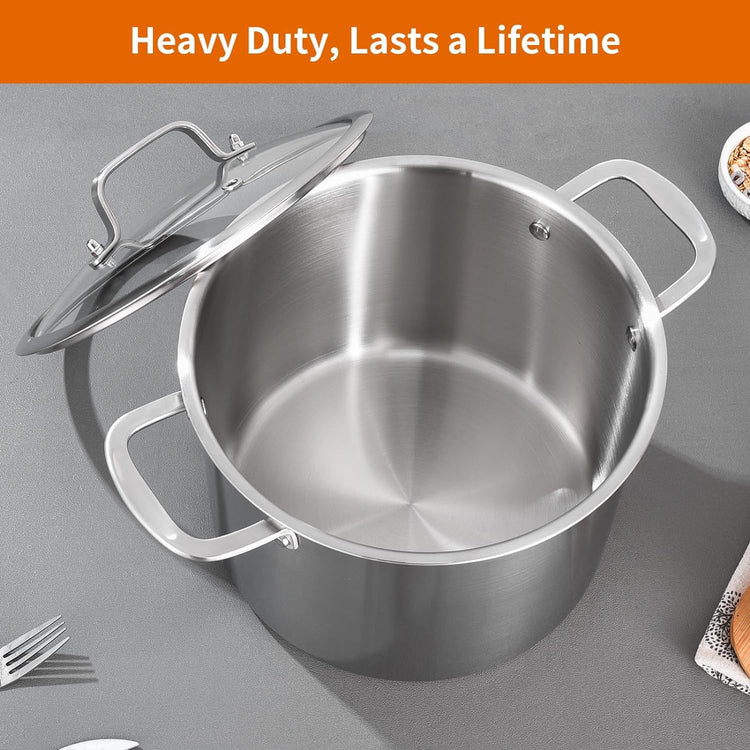 Tri ply Stainless Steel 12 Quart Heavy Duty Induction Stock Pot