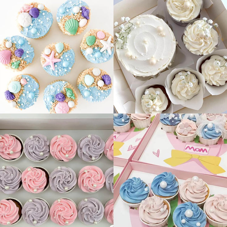 Edible Pearl Sugar Sprinkles White Candy Pearls Baking Decorations 10mm (4.58 Ounce)