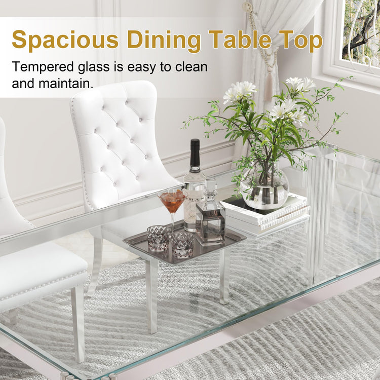 78'' Modern Glass Dining Table for 6