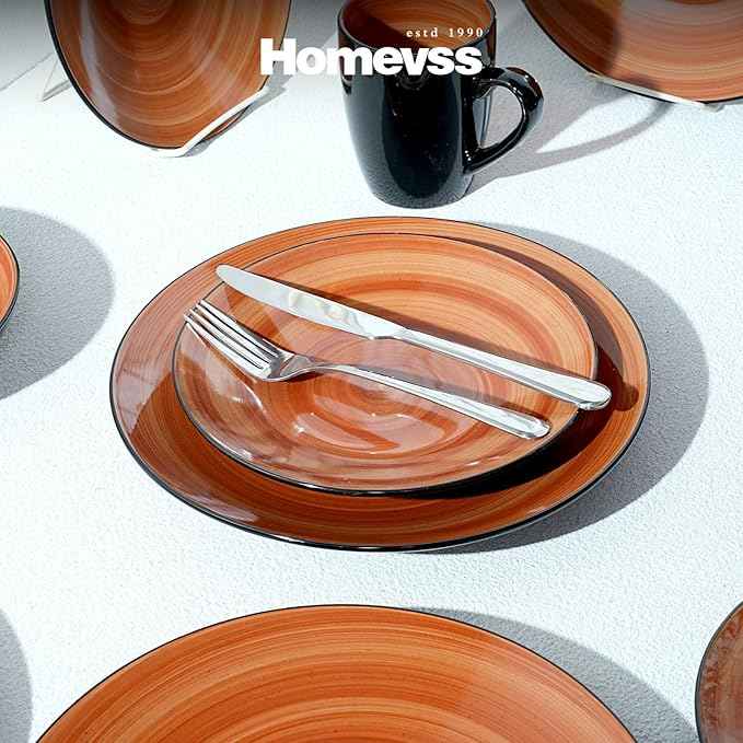 Stoneware Sonoma 16pc Dinnerware Set, Black + Speckled Spin Wash Spice