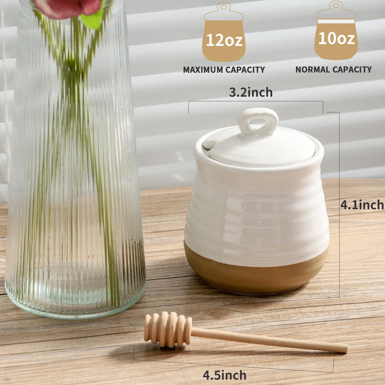 Ceramic 12 Ounce Honey Jar and Dipper Set