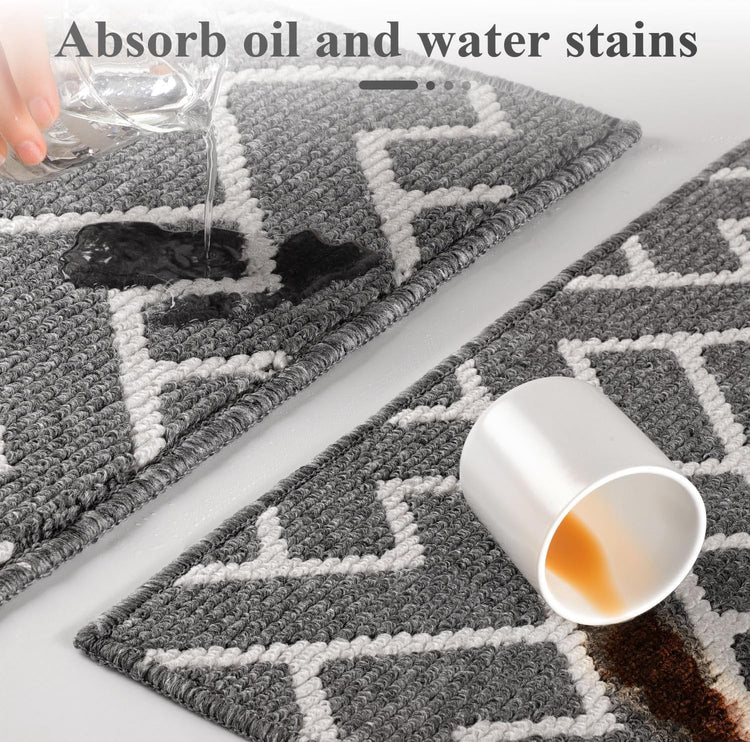 hicorfe Kitchen Rugs and Mats Sets,Super Absorbent Polypropylene Non-Slip Rug,Soft Comfort Floor Mat,Washable for Kitchen,Hallway,Office,Sink,Laundry(24" x 35",Grey)