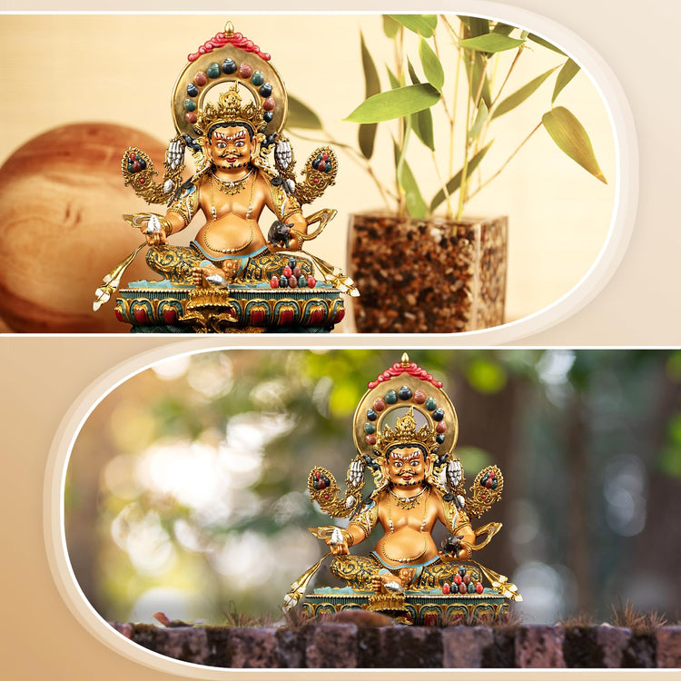 Yellow Jambhala Buddha Statue Indoor Meditation Decor Gift
