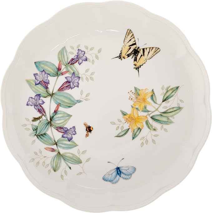 Lenox Dinnerware Set, Butterfly Meadow 18-Piece Set, Service For 6, White Porcelain, Butterfly And Flower Designs, Plates And Bowls Sets, Dishwasher Safe, Home & Kitchen (18 Pieces, Assorted)