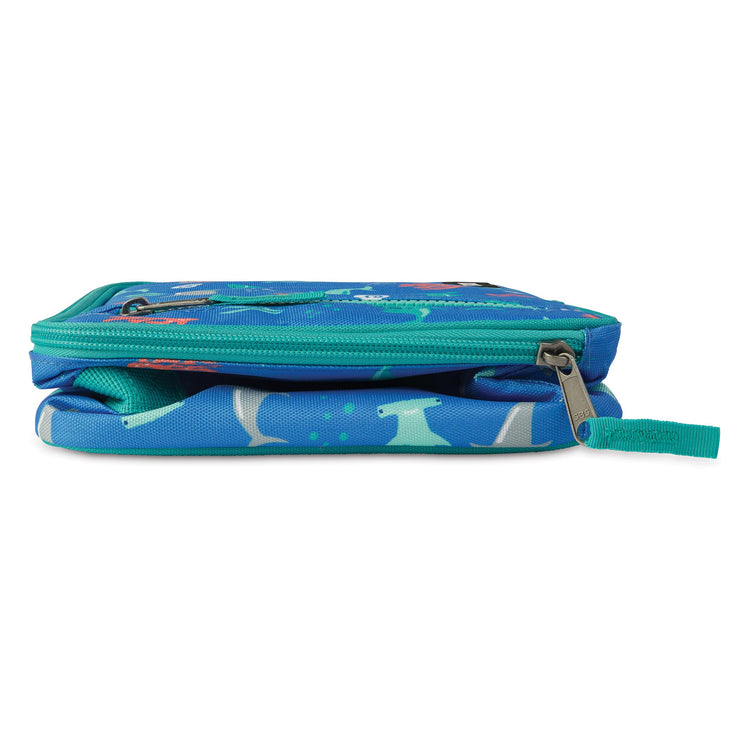 R) Freezable Classic Lunch Box, Sea Shark, Built with EcoFreeze(R) Technology, Collapsible, Reusable, Zip Closure With Zip Front Pocket and Buckle Handle, Designed for Fresh Lunch On the Go