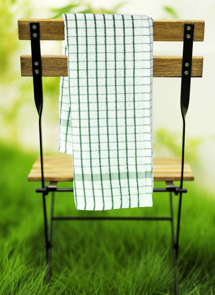 AMOUR INFINI Kitchen Towels Set of 4 - Highly Absorbent, Super Soft Terry Cotton 20x28 Inch Dish Towels with Hanging Loop - Hand & Tea Towels for Cleaning & Drying Dishes (Green) - Nestoria