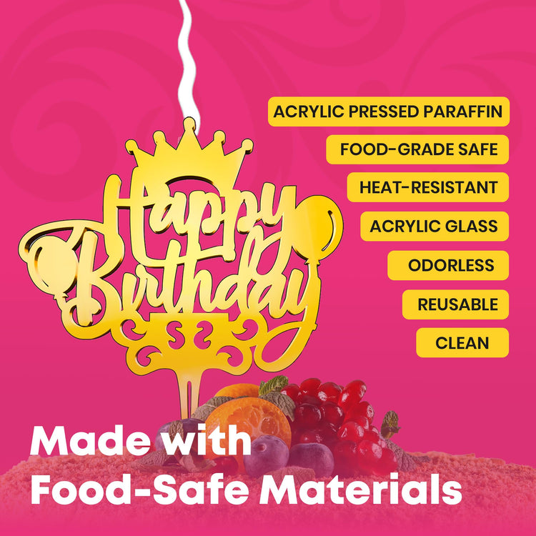 Happy Birthday Reusable Gold Cake Candle