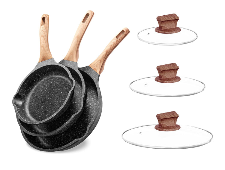 Non Stick Frying Pan Set with Lids