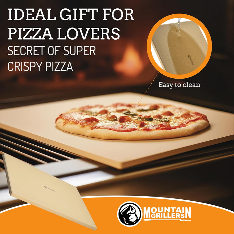 MOUNTAIN GRILLERS Pizza Stone for Oven and Grill BBQ - 12x16-Inch Rectangular Stone - Multi-Purpose Baking Stone for Crispy Crust Pizza, Bread, or Crackers - Ideal Gift for Pizza Lovers