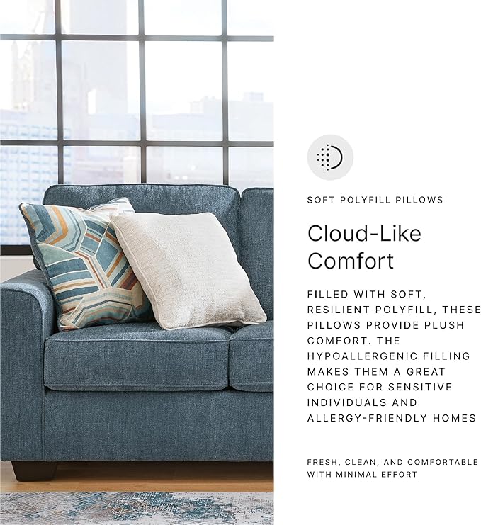 Signature Design by Ashley Cashton Casual 2-in-1 Sofa Sleeper with Folding Gel Memory Foam Mattress, Queen, Blue