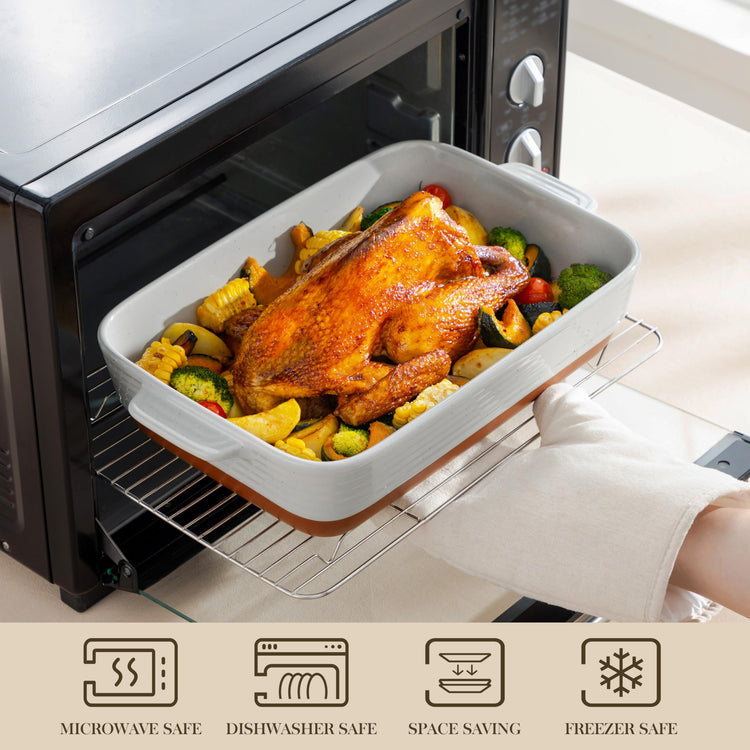 Large 9x13 Ceramic Baking Dish with Handles