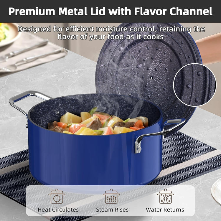Nuwave Lux 13pc Forged Lightweight Cookware Set PFAS Free, Healthy G10 Duralon Ceramic Coating, Ultra Non-Stick, Stay-Cool Handles, Works on All Cooktops & Induction Ready
