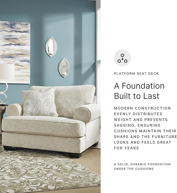 Signature Design by Ashley Monaghan Classic Upholstered Oversized Chair with Toss Pillow, Light Brown