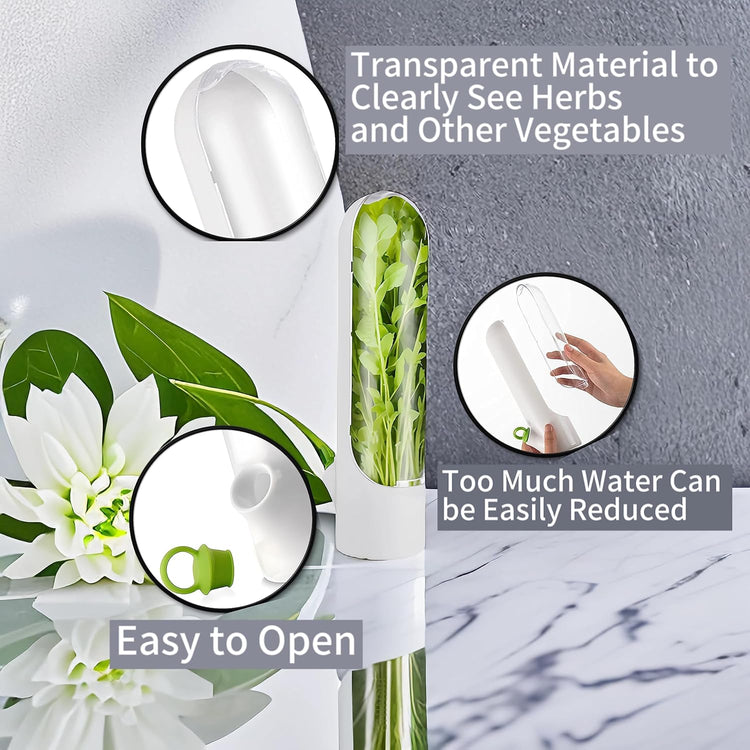 Herb Saver for Refrigerator, Fresh Herb Keeper, Herb Saver Pod Containers, Herb Fresh Keeper for Refrigerator,Herb Storage for Cilantro,Parsley, Asparagus,Keeps Vegetables Fresh for 2-3 Wee(2PCS)