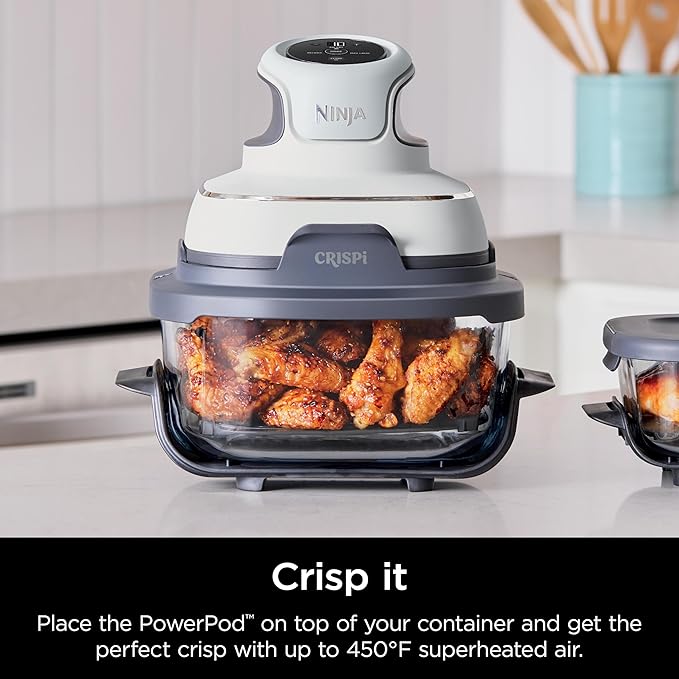 Ninja 4-QT CleanCrisp™ Glassware Container with Storage lid, Compatible with Ninja Crispi Portable Cooking System, Microwave, Freezer & Dishwasher Safe, PFAS & PTFE Free Glass, XSKSFN4QT