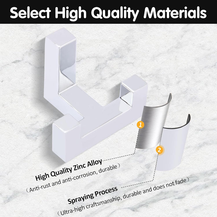 5 Pack Heavy Duty Coat Hook Wall Mount with Screw Retro Double Coat Hook Utility Hook for Coats, Scarves, Bags, Towels, Keys, Hats, Mugs (Chrome)